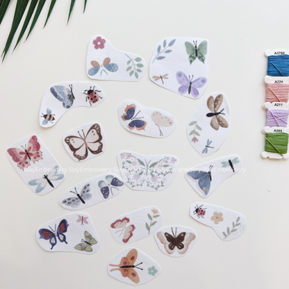 Moonlit Butterfly Embroidery Pattern For Beginner Easy To Use Stick and Stitch