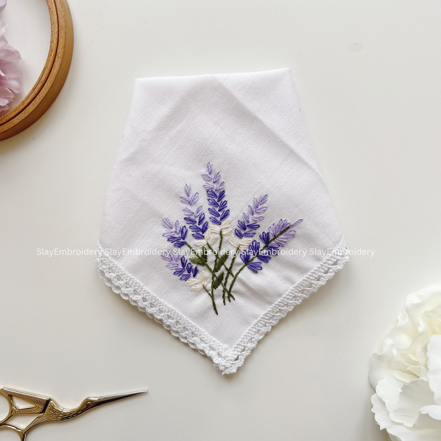 Lavender Wedding Handkerchief, Custom Embroidered Handkerchief, Linen Handkerchiefs