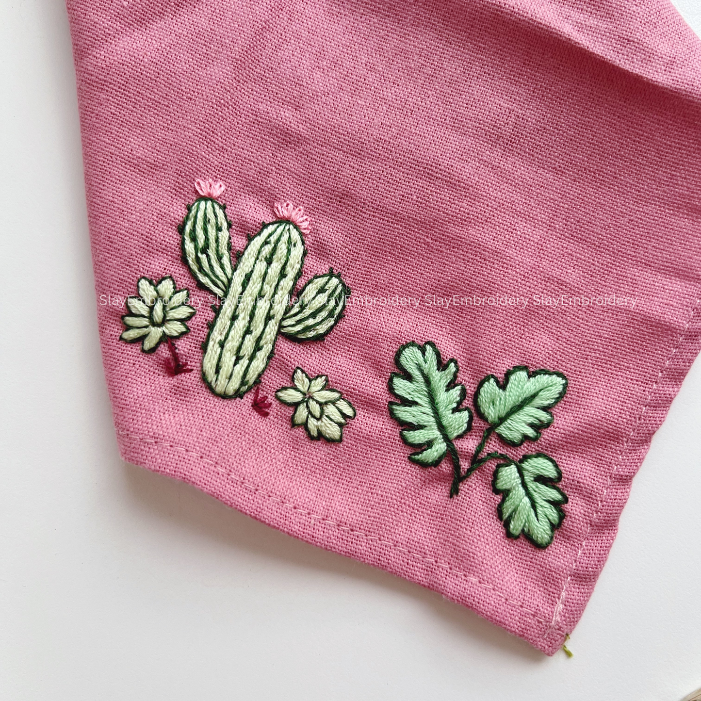 Cactus Serenade Wedding Handkerchief, Custom Embroidered Handkerchief