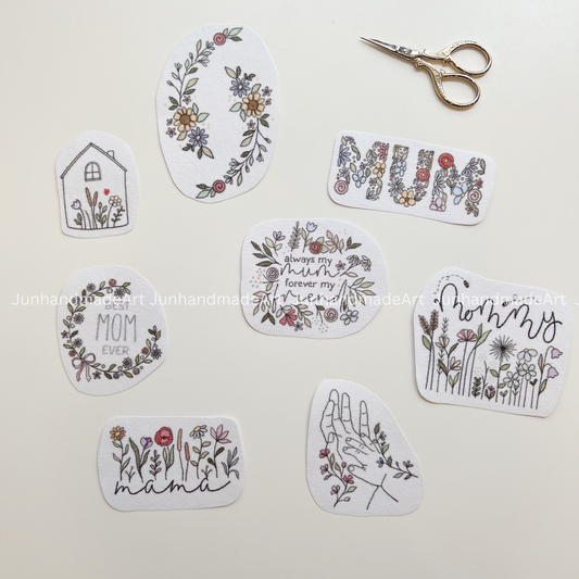Mother Day Gift Mommy Love Embroidery Pattern For Beginner Easy To Use Stick and Stitch