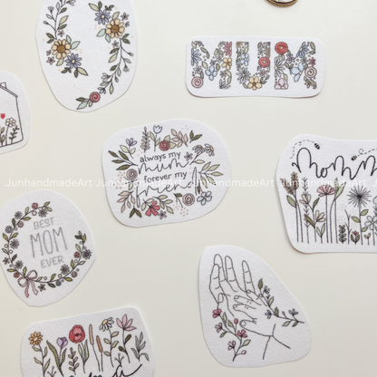 Mother Day Gift Mommy Love Embroidery Pattern For Beginner Easy To Use Stick and Stitch