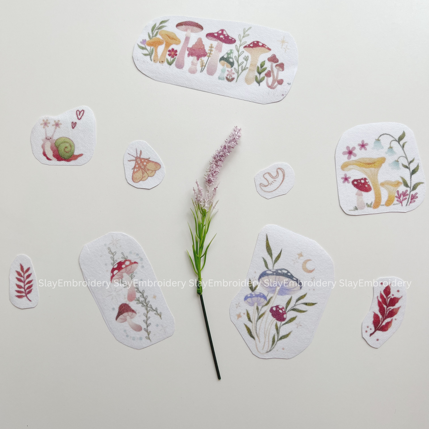 Mushroom Fairy Tale Embroidery Pattern For Beginner Easy To Use Stick and Stitch