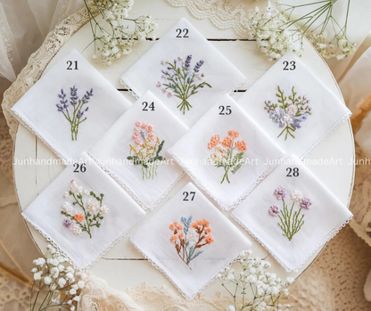 Custom Embroidered Handkerchief, Ladies Embroidery Handkerchief, Linen Handkerchiefs, Custom Women Floral Handkerchiefs