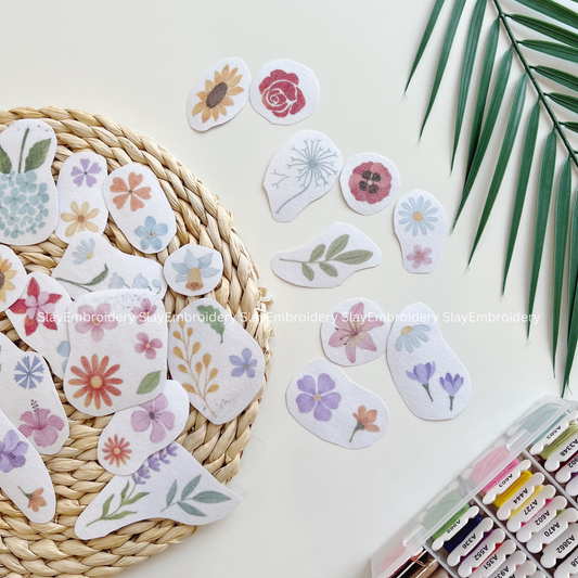 Small Flower Embroidery Pattern For Beginner Easy To Use Stick and Stitch