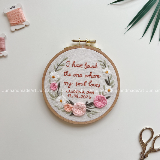 Pink Wreath Bouquet Wedding Hoop Custom Floral Wedding Hoops Wedding Gift