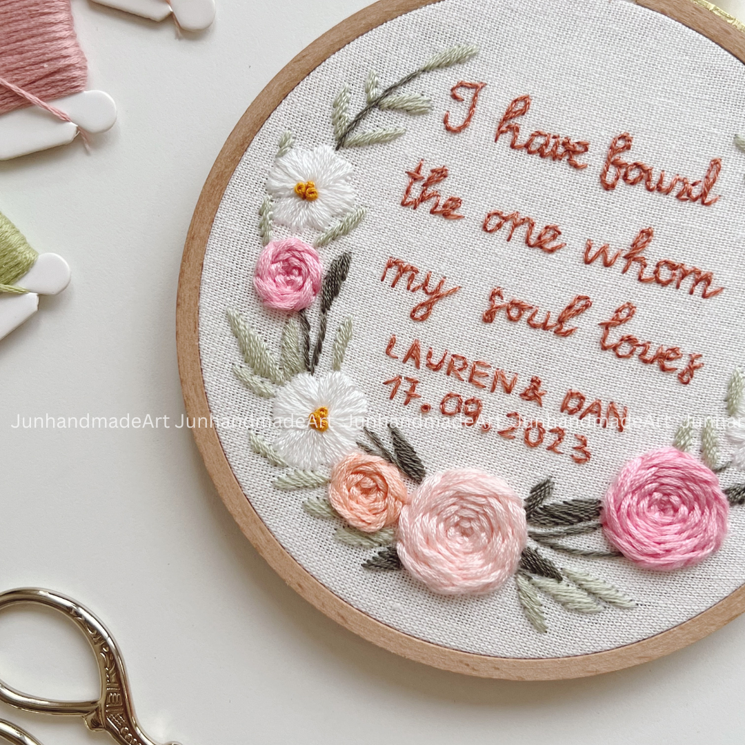 Pink Wreath Bouquet Wedding Hoop Custom Floral Wedding Hoops Wedding Gift