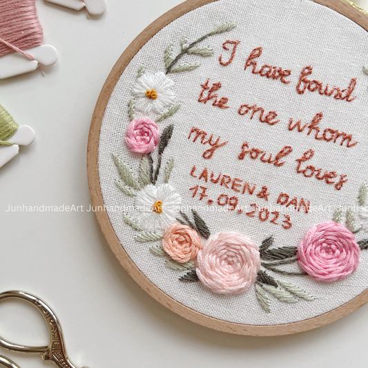 Pink Wreath Bouquet Wedding Hoop Custom Floral Wedding Hoops Wedding Gift