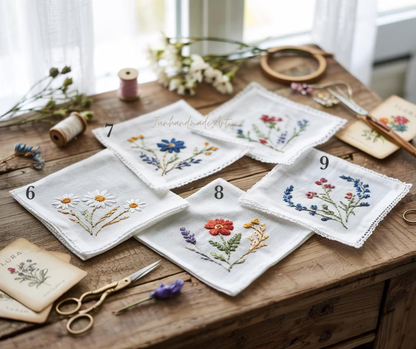 Custom Embroidered Handkerchief, Ladies Embroidery Handkerchief, Linen Handkerchiefs, Custom Women Floral Handkerchiefs