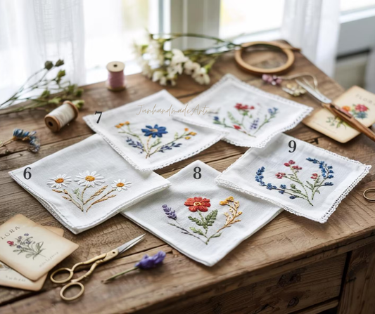 Custom Embroidered Handkerchief, Ladies Embroidery Handkerchief, Linen Handkerchiefs, Custom Women Floral Handkerchiefs