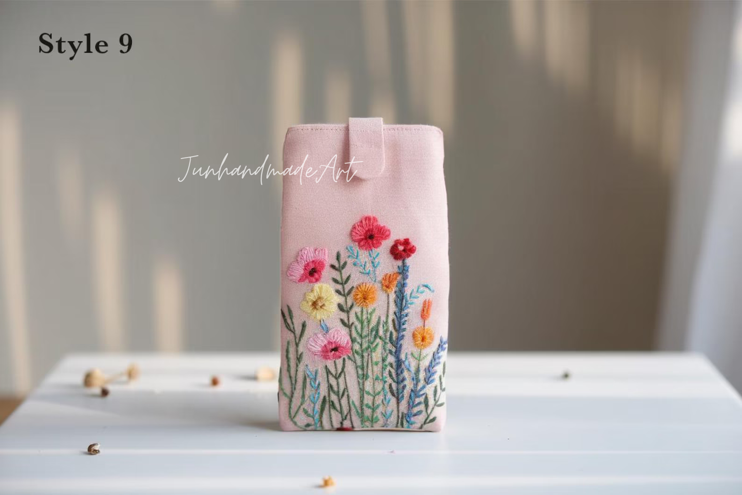 Hand Embroidered Floral Eyeglass Case, Soft Linen Glasses Pouch, Custom Sunglasses Holder Gift for Her