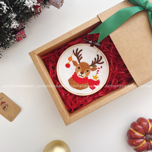 Cozy Reindeer Christmas Ornament 10 x 10 cm (4x4 in)
