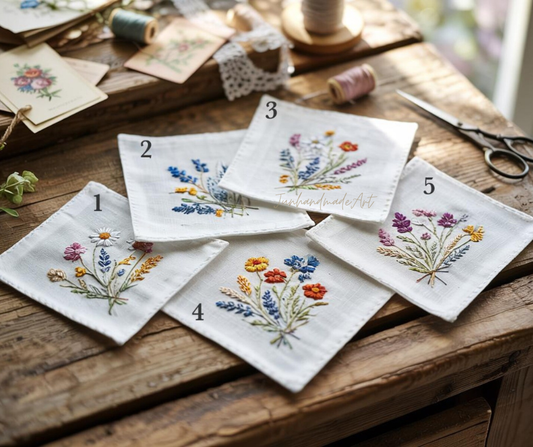 Custom Embroidered Handkerchief, Ladies Embroidery Handkerchief, Linen Handkerchiefs, Custom Women Floral Handkerchiefs
