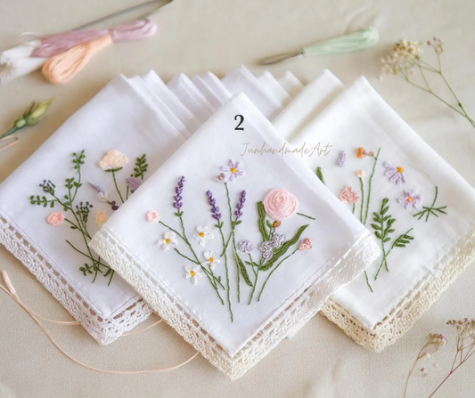 Custom Embroidered Handkerchief, Ladies Embroidery Handkerchief, Linen Handkerchiefs, Custom Women Floral Handkerchiefs