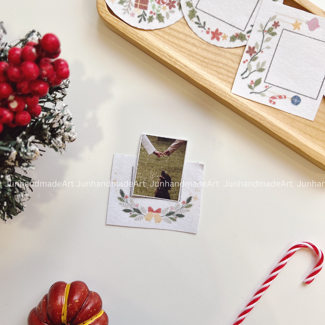 Photo Embroidery Frame Christmas Ornament Noel Embroidery Pattern For Beginner Easy To Use Stick and Stitch