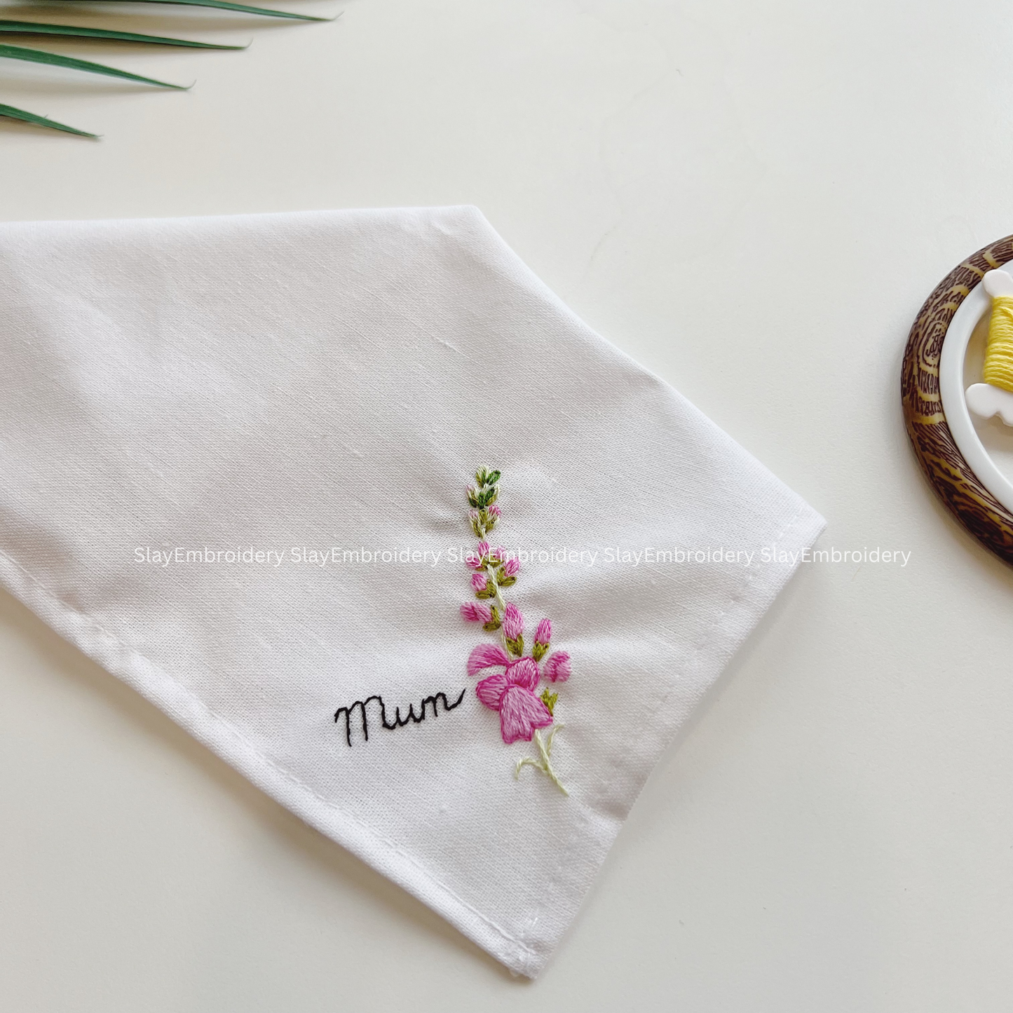 Wild Blush Wedding Handkerchief, Custom Embroidered Handkerchief