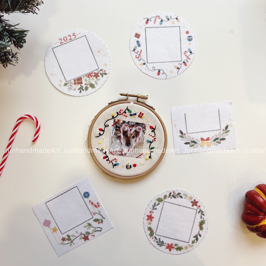 Photo Embroidery Frame Christmas Ornament Noel Embroidery Pattern For Beginner Easy To Use Stick and Stitch
