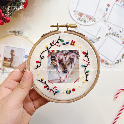 Photo Embroidery Frame Christmas Ornament Noel Embroidery Pattern For Beginner Easy To Use Stick and Stitch
