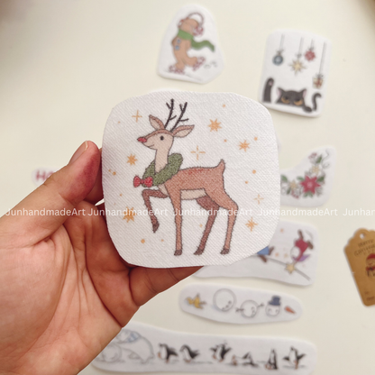 Classic Christmas Elements Noel Embroidery Pattern For Beginner Easy To Use Stick and Stitch