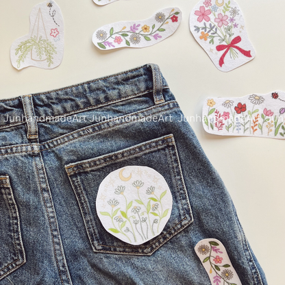 Soft Flowers Embroidery Pattern For Beginner Easy To Use Stick and Stitch