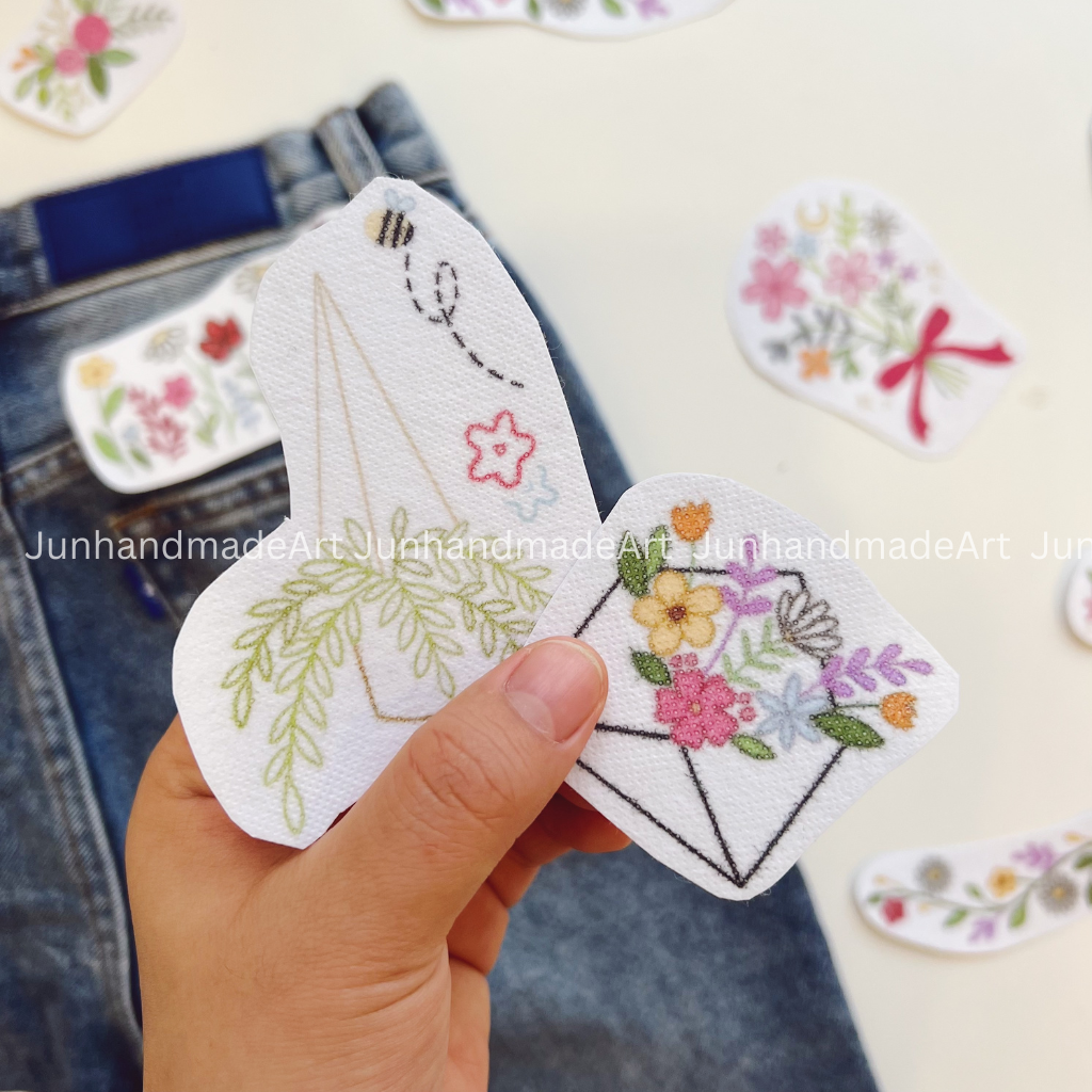 Soft Flowers Embroidery Pattern For Beginner Easy To Use Stick and Stitch