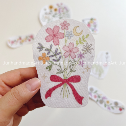 Soft Flowers Embroidery Pattern For Beginner Easy To Use Stick and Stitch