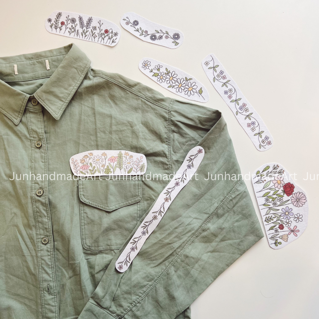 Blooming Garden Embroidery Pattern For Beginner Easy To Use Stick and Stitch