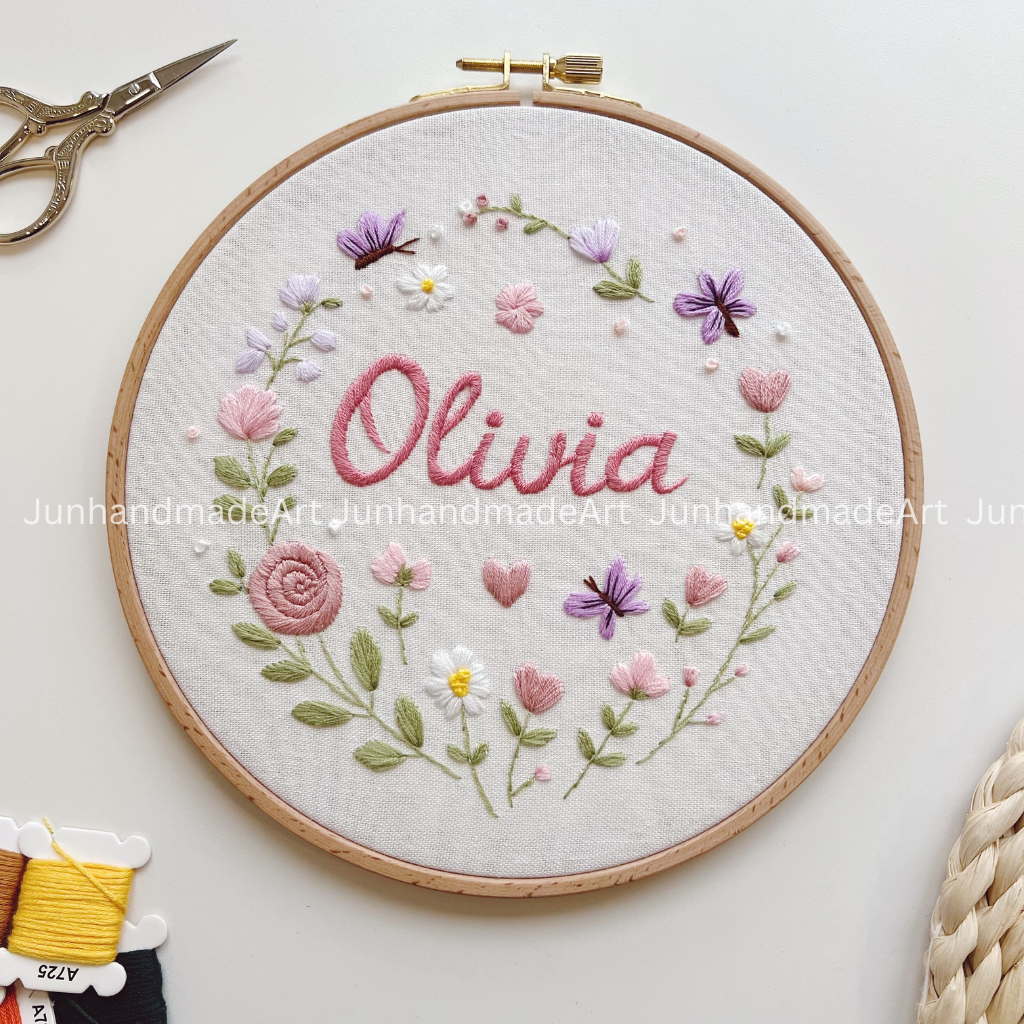 Lovely Pastel Flowers Hoop Custom Floral Wedding Hoops Wedding Gift