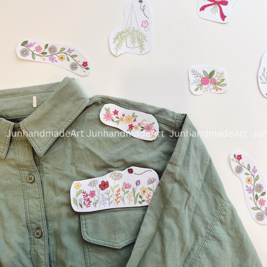 Soft Flowers Embroidery Pattern For Beginner Easy To Use Stick and Stitch