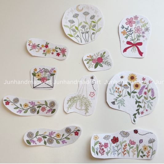 Soft Flowers Embroidery Pattern For Beginner Easy To Use Stick and Stitch