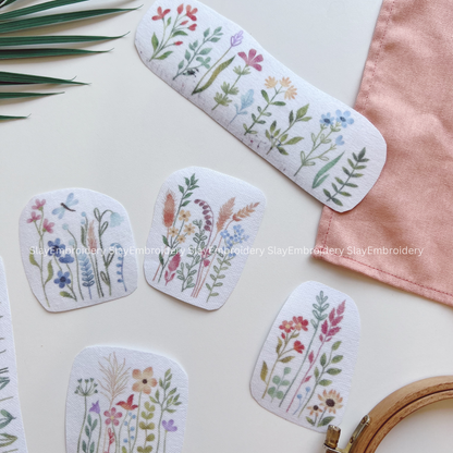 Floral Meadow Embroidery Pattern For Beginner Easy To Use Stick and Stitch