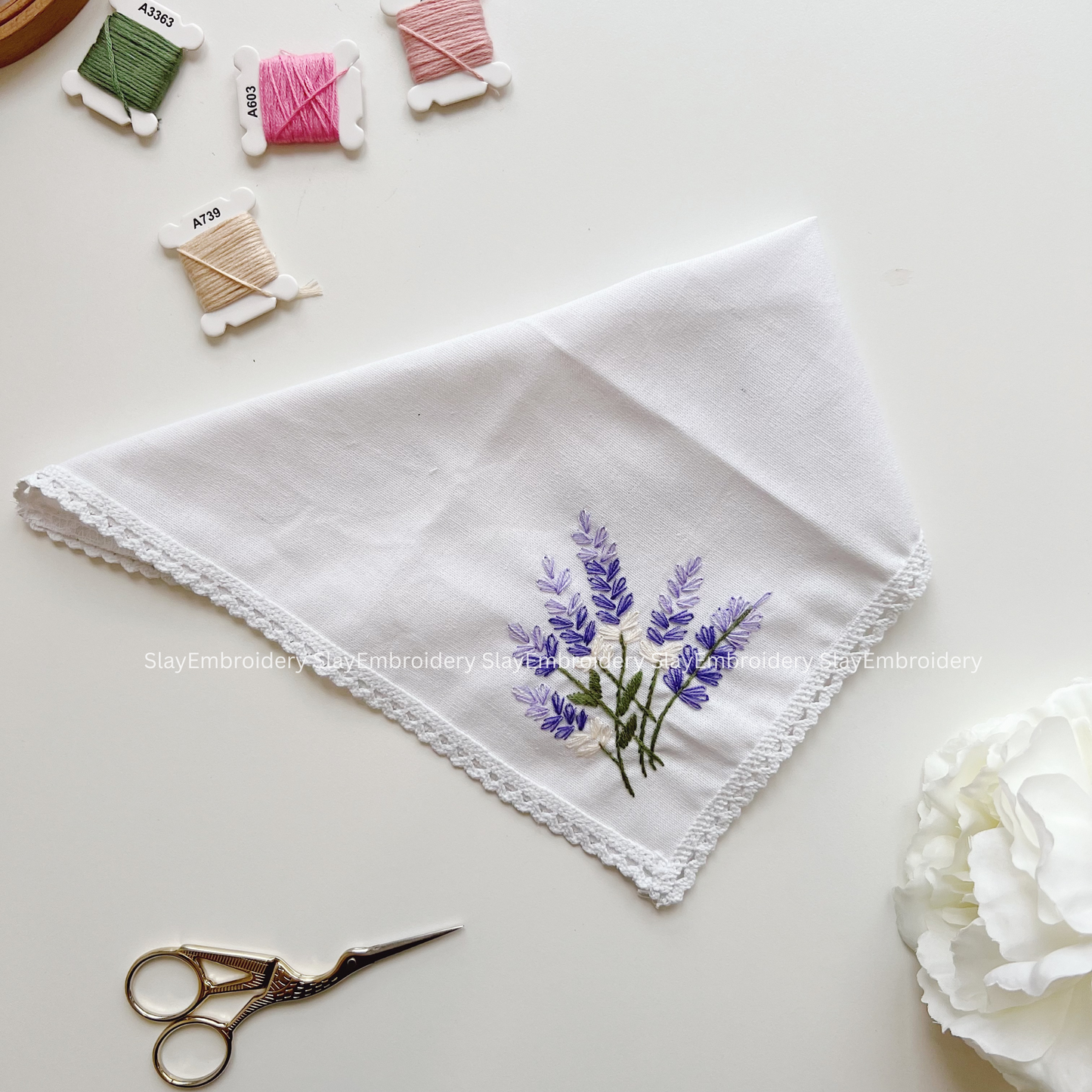 Lavender Wedding Handkerchief, Custom Embroidered Handkerchief, Linen Handkerchiefs
