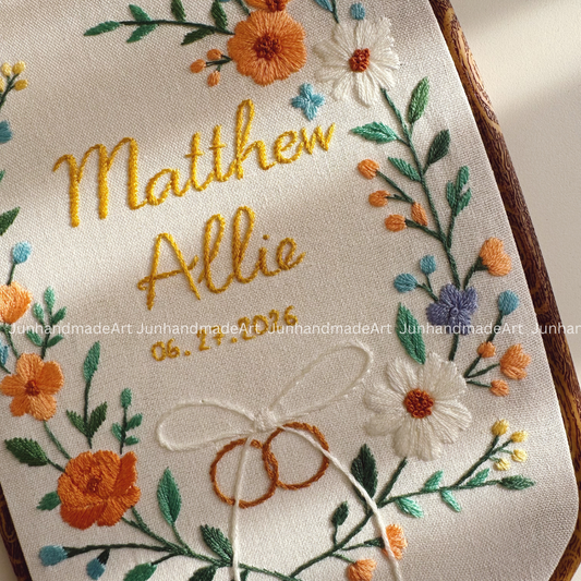 Lovely Wreath Rectangle Wedding Hoop Custom Floral Wedding Hoops Wedding Gift