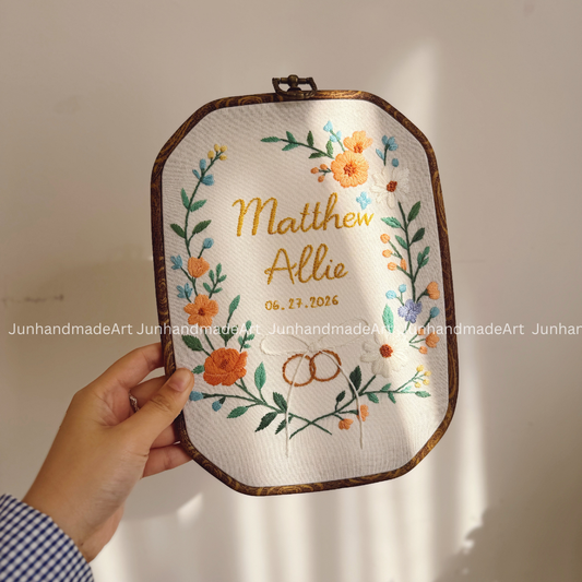 Lovely Wreath Rectangle Wedding Hoop Custom Floral Wedding Hoops Wedding Gift