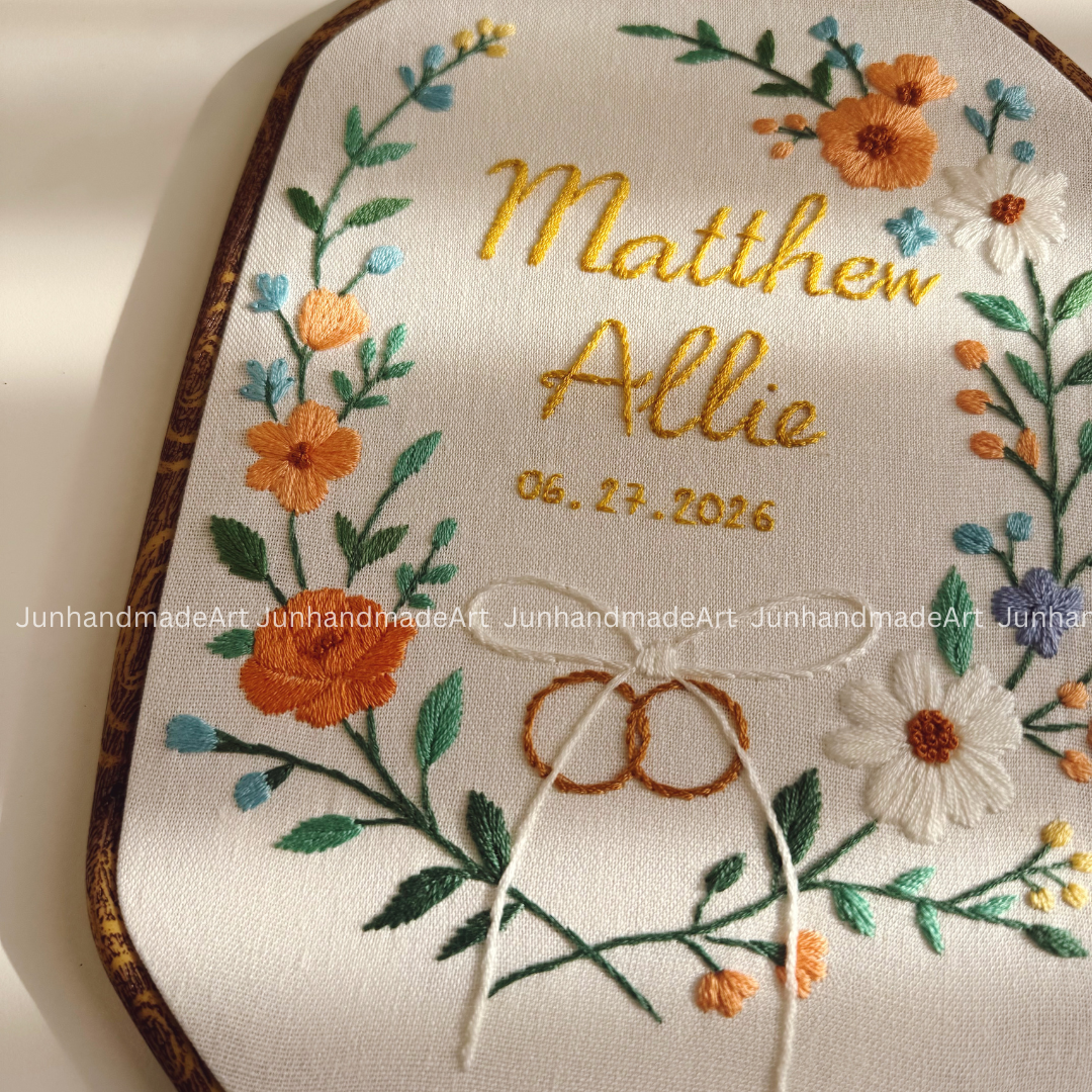 Lovely Wreath Rectangle Wedding Hoop Custom Floral Wedding Hoops Wedding Gift