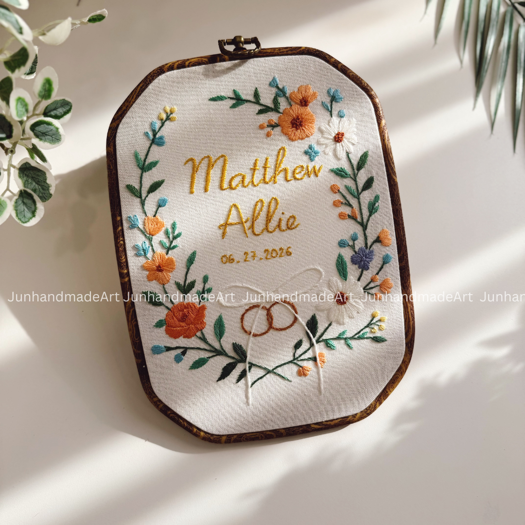 Lovely Wreath Rectangle Wedding Hoop Custom Floral Wedding Hoops Wedding Gift