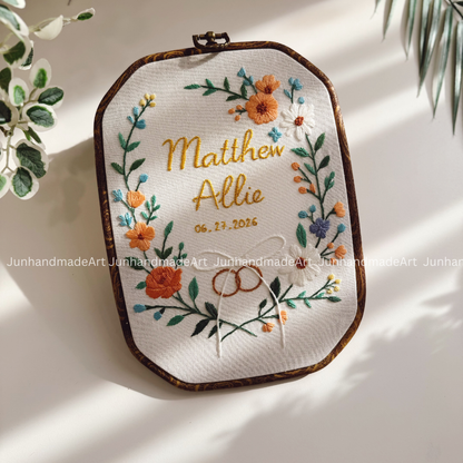 Lovely Wreath Rectangle Wedding Hoop Custom Floral Wedding Hoops Wedding Gift