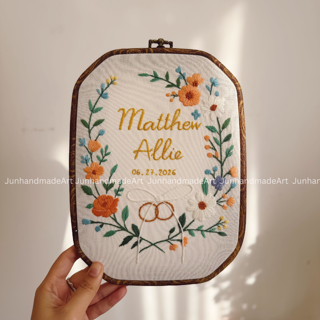 Lovely Wreath Rectangle Wedding Hoop Custom Floral Wedding Hoops Wedding Gift