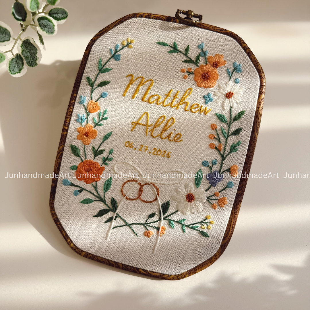 Lovely Wreath Rectangle Wedding Hoop Custom Floral Wedding Hoops Wedding Gift