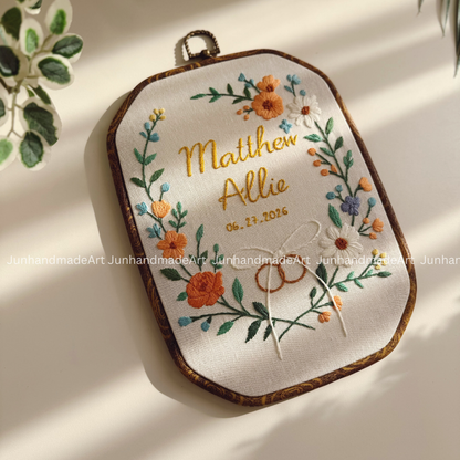 Lovely Wreath Rectangle Wedding Hoop Custom Floral Wedding Hoops Wedding Gift