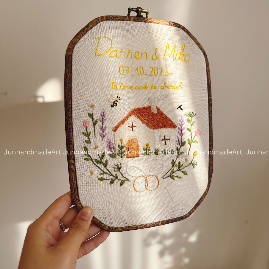 Cozzy House Rectangle Wedding Hoop Custom Floral Wedding Hoops Wedding Gift