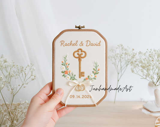 Custom Wedding Embroidery Hoop with Flowers and Names – Personalized Hand Embroidered Wildflowers Gift for Couple, Wedding Gift