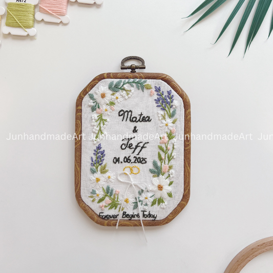 Cottagecore Garden Rectangle Wedding Hoop Custom Floral Wedding Hoops Wedding Gift