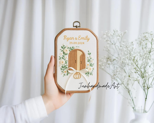 Custom Wedding Embroidery Hoop with Flowers and Names – Personalized Hand Embroidered Wildflowers Gift for Couple, Wedding Gift