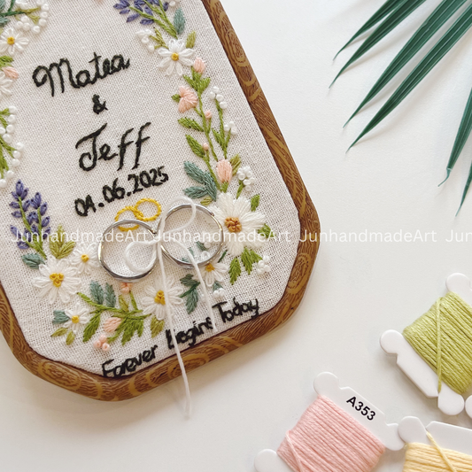 Cottagecore Garden Rectangle Wedding Hoop Custom Floral Wedding Hoops Wedding Gift