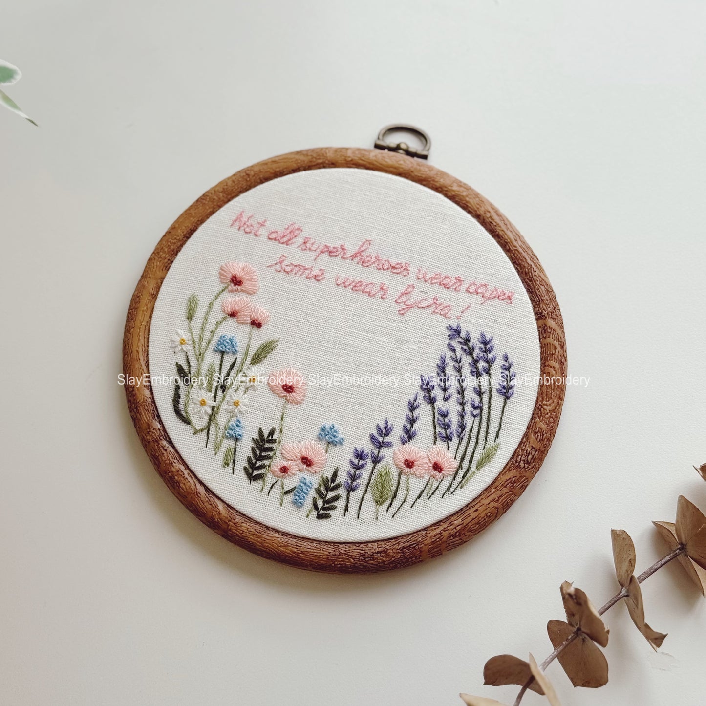 Custom Embroidered Flowers Garden Wedding Hoop Custom Floral Wedding Hoops Wedding Gift