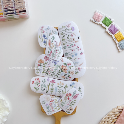 Floral Meadow Embroidery Pattern For Beginner Easy To Use Stick and Stitch