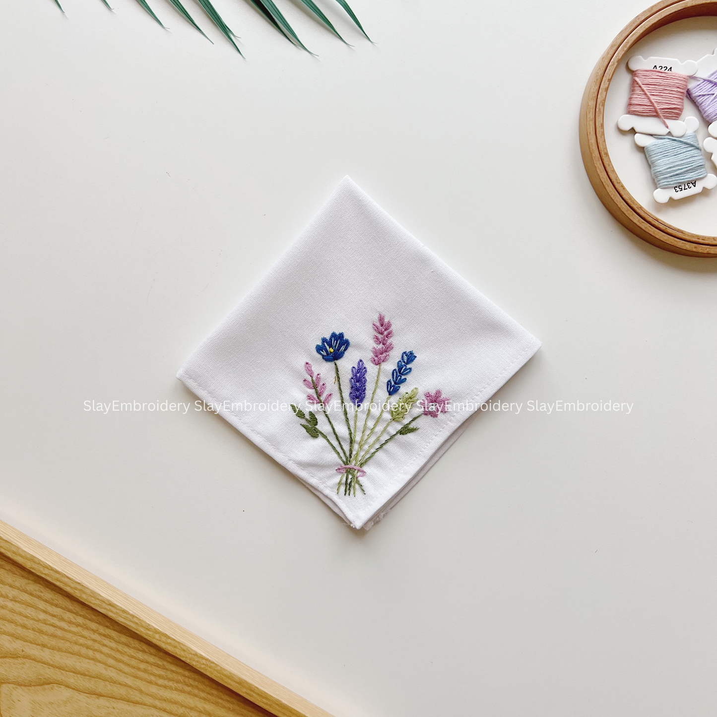 Wildflower Wedding Handkerchief, Custom Embroidered Handkerchief, Linen Handkerchiefs