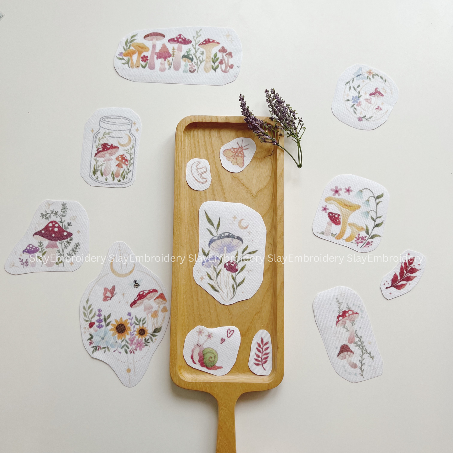 Mushroom Fairy Tale Embroidery Pattern For Beginner Easy To Use Stick and Stitch