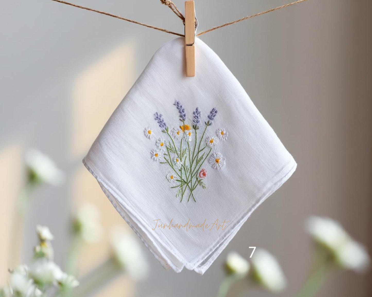 Embroidered Wedding Handkerchief – Custom Floral Hankie for Bride, Bridal Gift, Personalized with Name & Date, Gift for Bride