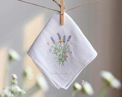 Embroidered Wedding Handkerchief – Custom Floral Hankie for Bride, Bridal Gift, Personalized with Name & Date, Gift for Bride